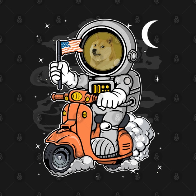 Astronaut Scooter Dogecoin DOGE Coin To The Moon Crypto Token Cryptocurrency Blockchain Wallet Birthday Gift For Men Women Kids by Thingking About