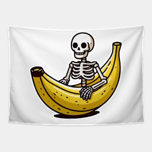 Skeleton On Banana Kayak Tapestry