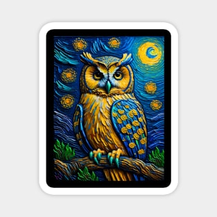 Owl in starry night Magnet