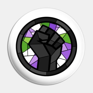 BLM Stained Glass Fist (Genderqueer) Pin