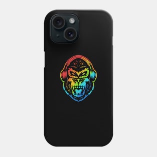 angry-gorilla-headphone-colorful-illustration Phone Case