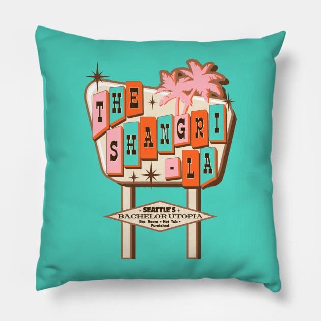 The Shangri-La Apartments Pillow by darklordpug