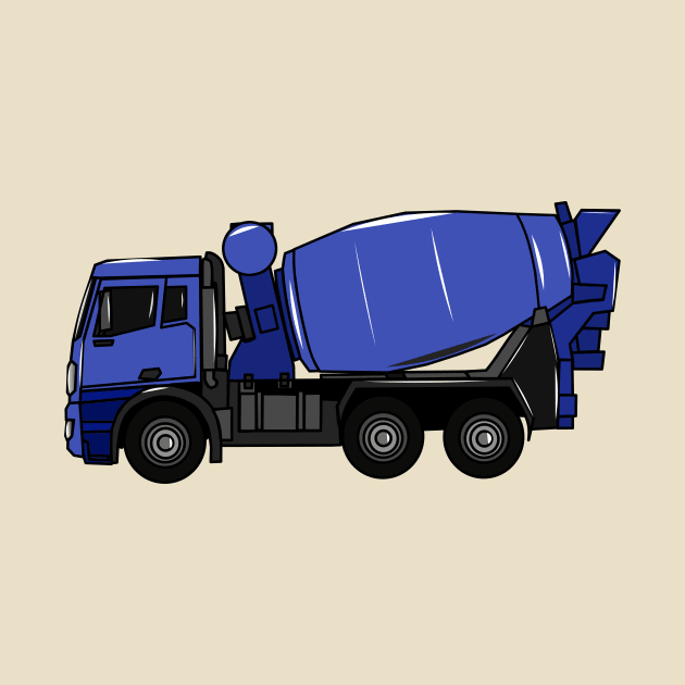 Concrete mixing transport truck cartoon by Miss Cartoon