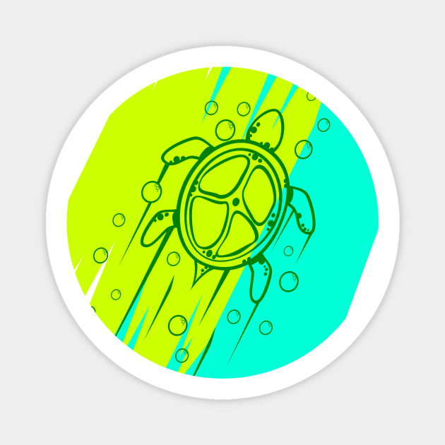 Swimming Turtle (Blue Green) Magnet by sketchtodigital