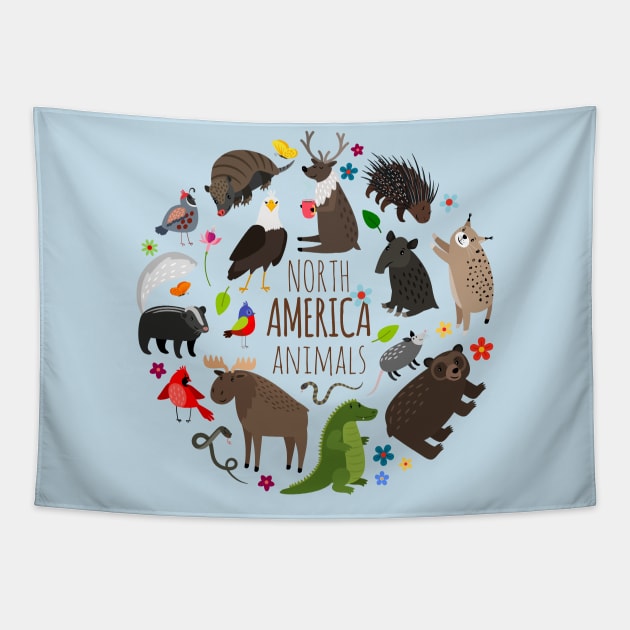 North America animals collection Tapestry by Mako Design 