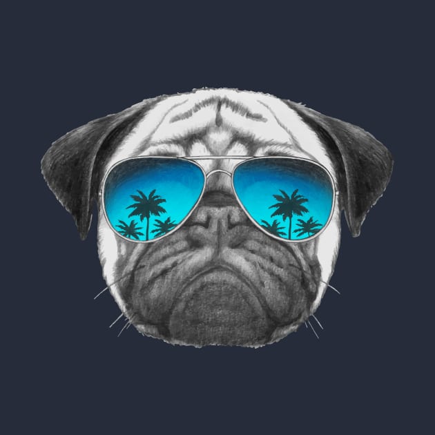 Pug Dog with sunglasses by AnimalsFashion