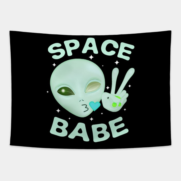 Space Babe - Green Tapestry by lulubee