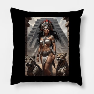 Teotihuacan Jaguar Queen - Aztec Pride Pillow