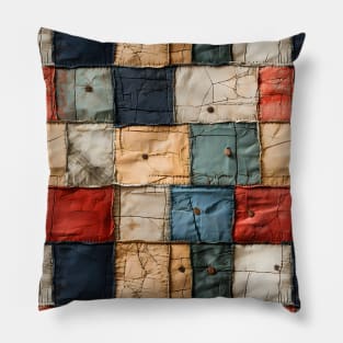 Vintage Distressed Patchwork Pattern Pillow