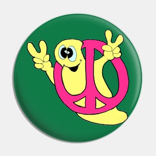 Yellow Peace Ghost with a Pink Peace Sign Pin