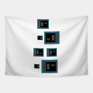 Blue Black And Gold Geometric Abstract Tapestry