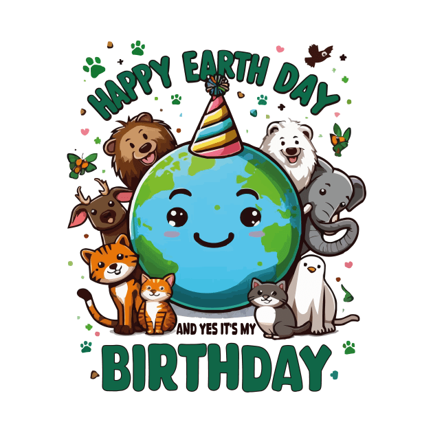 Happy Earth Day 2024 It's My Birthday Born On Earth Day Kids by JUST PINK