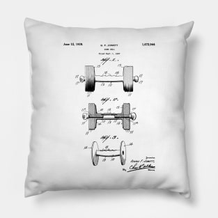 Weight Lifting Patent - Dumb Bell Art - Black And White Pillow