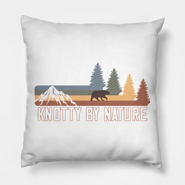 Knotty By Nature Brown Bear Mountain Woods Forest Pillow by Funny Stuff Club