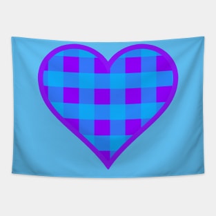 Purple and Blue Buffalo Plaid Heart Tapestry