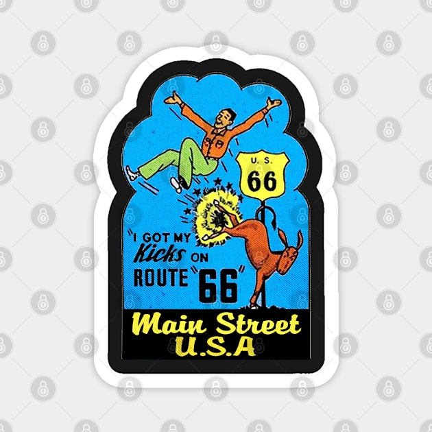 Route 66 Get Your Kicks Main Street U.S.A Vintage Style Magnet by TravelTime
