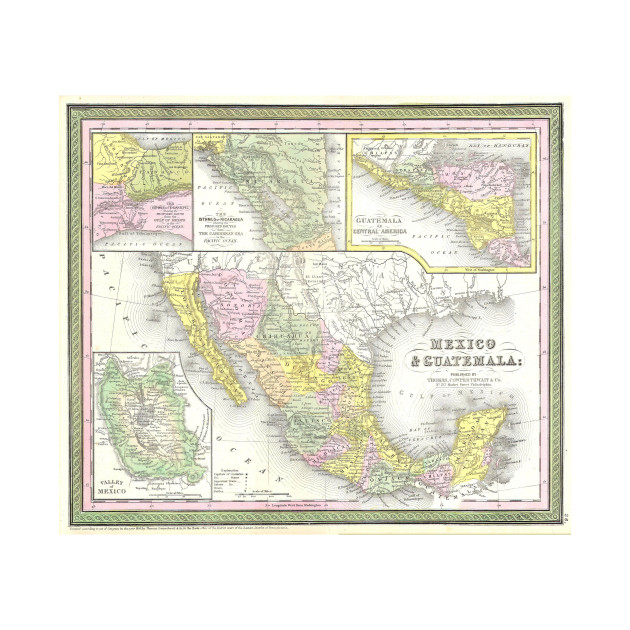 vintage map of mexico 1850 mexico map t shirt teepublic