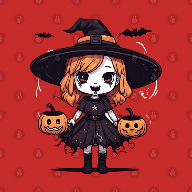 Witchcraft horror anime characters Chibi style +Halloween costume by Whisky1111