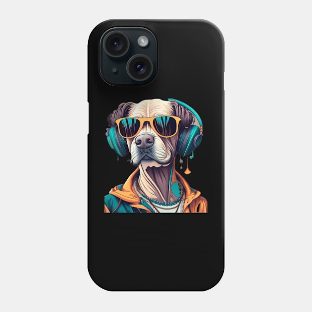 Hipster Labrador in colorful with  sungless and headphones Phone Case by hummingbird_23