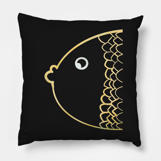 Colorful karp rainbow yellow Pillow by Uwaki