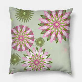 The universe is a floral mandala in green Pillow