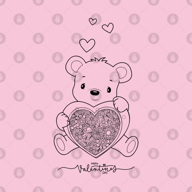 HAPPY VALENTINE´S DAY TEDDY BEAR AND HEARTS by DAZu
