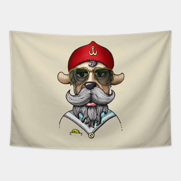 Hipster dog with sunglasses Tapestry by kalogerakis