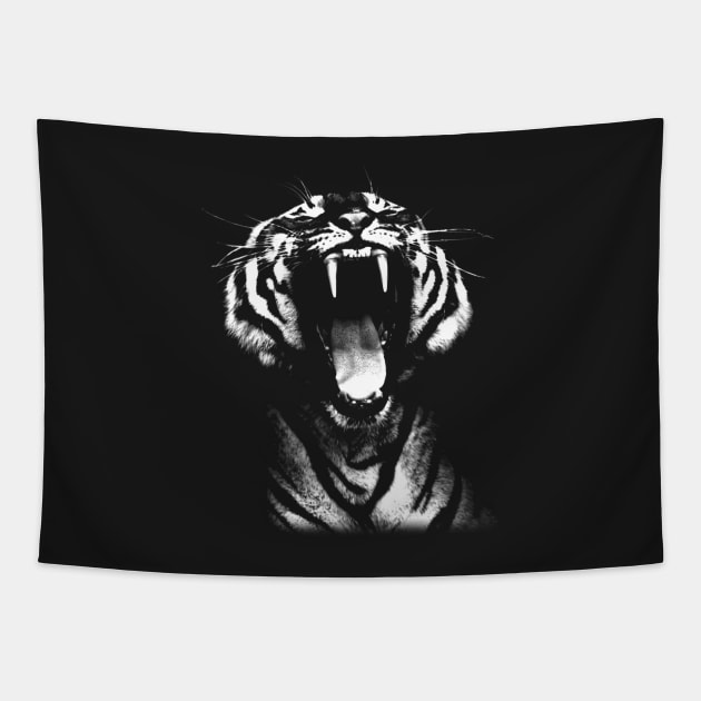 tiger, screaming tiger Tapestry by hottehue