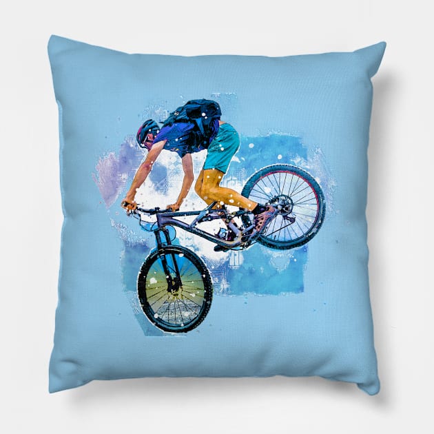 Downhill mountain biking Pillow by marleks