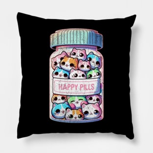 Cute Cat Happy Pills Bottle Kittens Kawaii Anime Pillow