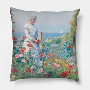 In the Garden (Celia Thaxter in Her Garden) by Childe Hassam Pillow