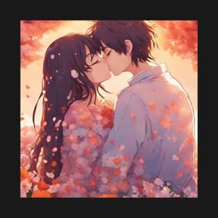Anime couple sharing an intimate moment T-Shirt