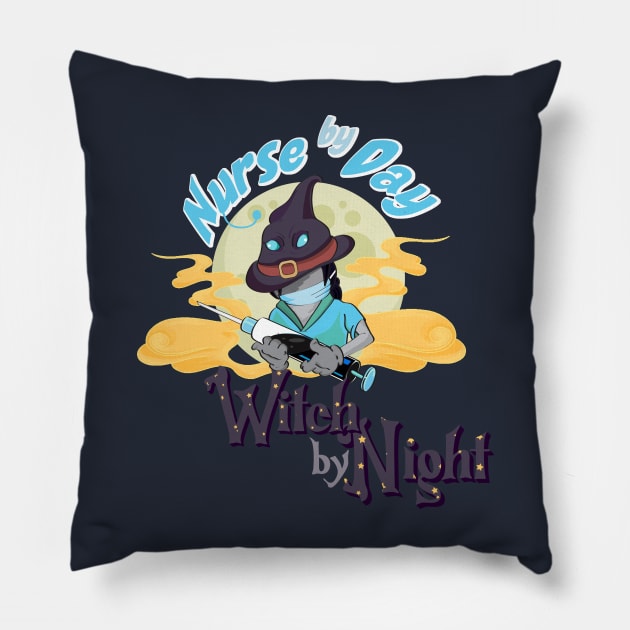 Nurse By Day Witch By Night Pillow by MisconceivedFantasy