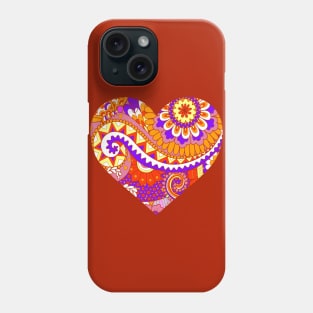 Purple and Orange Floral Heart Phone Case