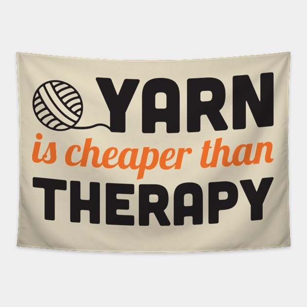 Yarn is cheaper than therapy (black) Tapestry by nektarinchen