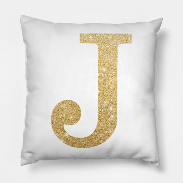 The Letter J Gold Metallic Design Pillow by Claireandrewss