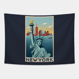 A Vintage Travel Art of New York - US Tapestry