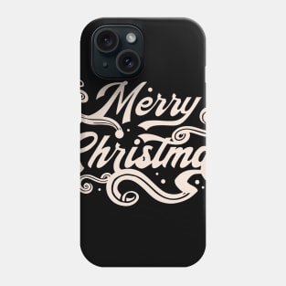 Merry Christmas Typography swirls snow Phone Case