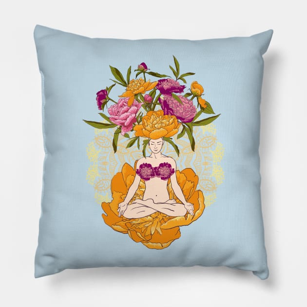 Yoga Flowers #3 Pillow by Olga Berlet