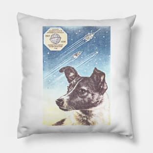 Laika Space Dog / Retro Faded Soviet Style Design Pillow