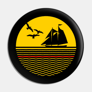 Tall Ship Sailing with Birds Pin