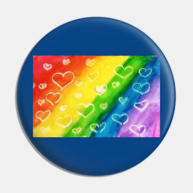Rainbow love hearts Pin by San Mould Art