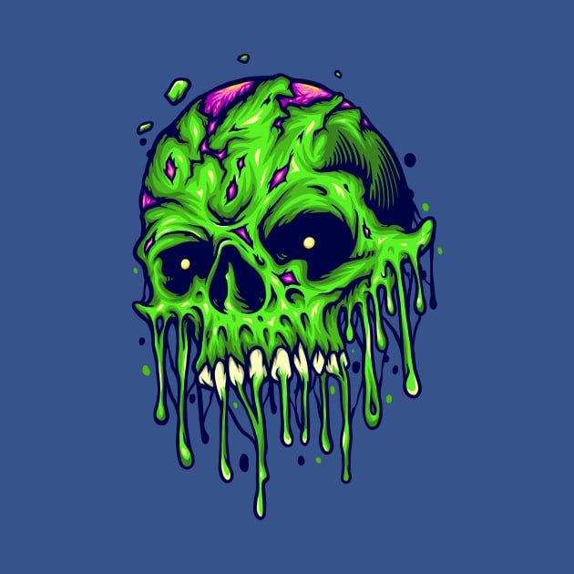 Gnarly Zombie Skull Illustration by SLAG_Creative