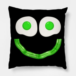 Green Eggs Ham Smile Face Brunch Breakfast Pillow