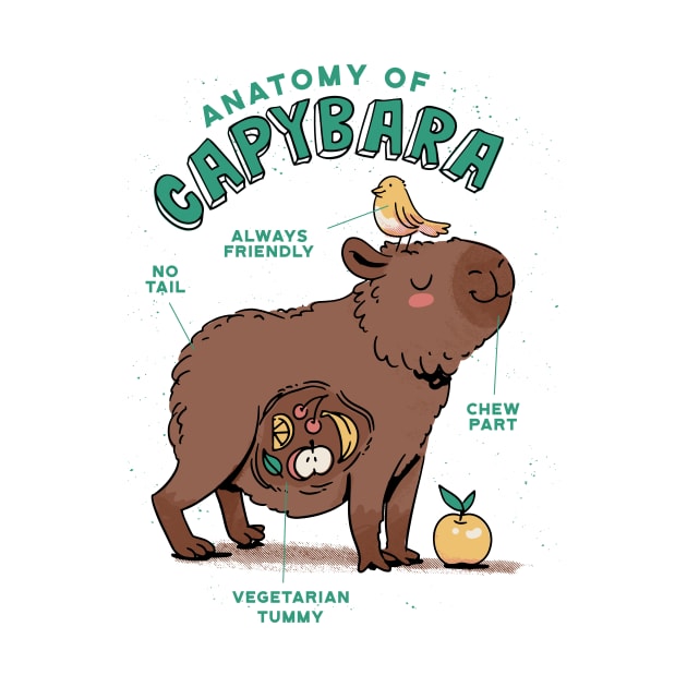 Capybara Anatomy Funny Kawaii by Sunburst Designs