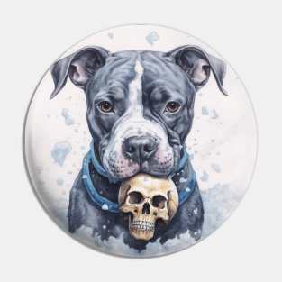 Staffy And Skull Pin