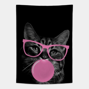 Cute Sassy Cat Pink Bubble Gum Tapestry