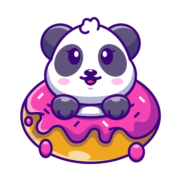 Cute baby panda with doughnut cartoon by Wawadzgnstuff