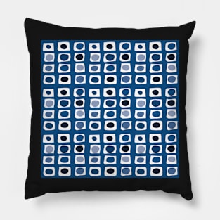 Pattern from white circles and rectangles on blue Pillow