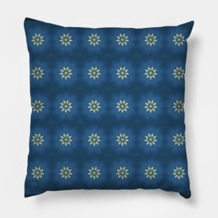 Flowers Pattern with a blue background Pillow